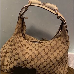 Vintage Gucci GG shoulder monogram Hobo bag, Brown